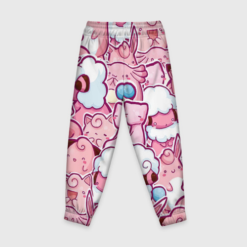 Детские брюки 3D с принтом Розовое собрание, вид сзади #1