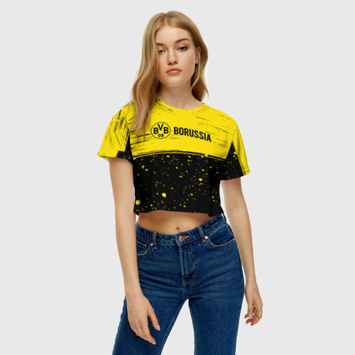 Женская футболка Crop-top 3D BORUSSIA / Боруссия, цвет 3D печать - фото 3