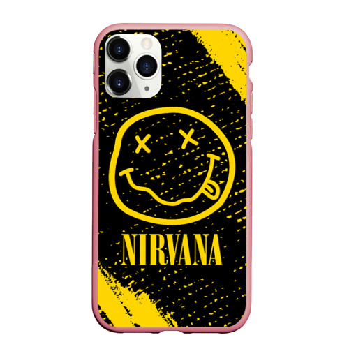 Чехол для iPhone 11 Pro Max матовый с принтом Nirvana Нирвана, вид спереди #2