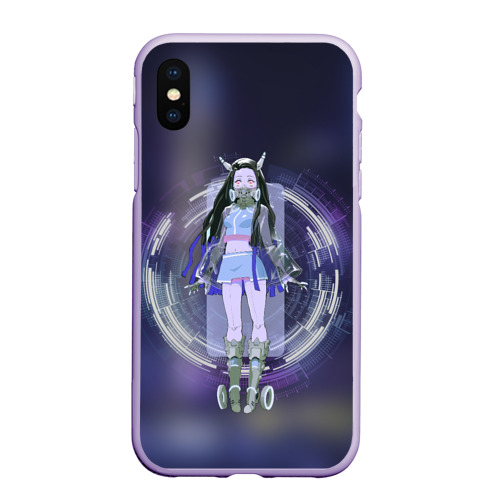 Чехол для iPhone XS Max матовый Nezuko Cyberpunk, цвет светло-сиреневый