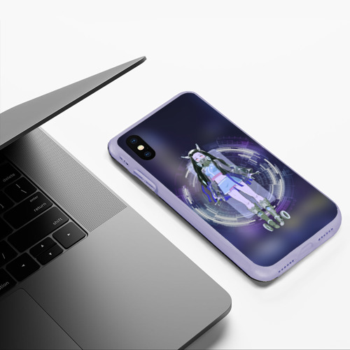 Чехол для iPhone XS Max матовый Nezuko Cyberpunk, цвет светло-сиреневый - фото 5