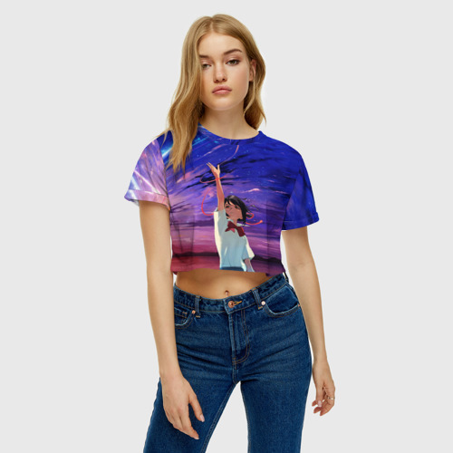 Женская футболка Crop-top 3D ТВОЕ ИМЯ, цвет 3D печать - фото 3