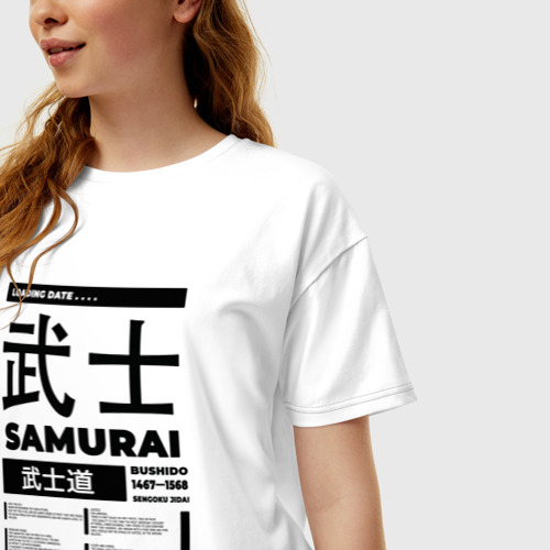 Женская футболка хлопок Oversize Киберпанк,samurai,самурай,, цвет белый - фото 3