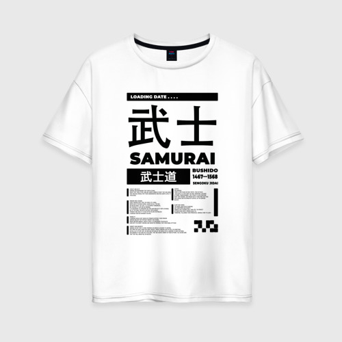 Женская футболка хлопок Oversize Киберпанк,samurai,самурай,