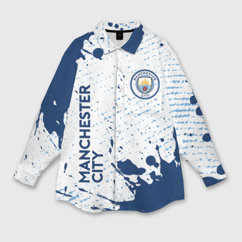 Мужская рубашка oversize 3D с принтом Manchester city Манчестер Сити, вид спереди #2