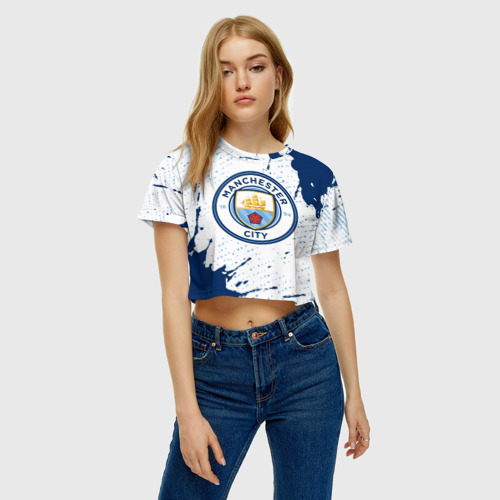 Женская футболка Crop-top 3D Manchester city Манчестер Сити, цвет 3D печать - фото 4