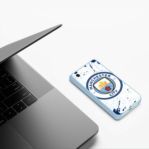 Чехол для iPhone 5/5S матовый Manchester city Манчестер Сити, цвет голубой - фото 5