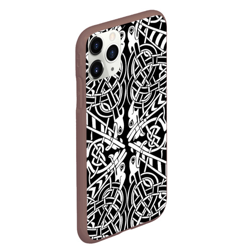 Чехол для iPhone 11 Pro матовый с принтом Скандинавская вязь орнамент, вид сбоку #3