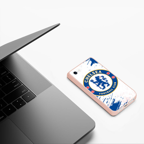 Чехол для iPhone 5/5S матовый Chelsea f.c. Челси, цвет светло-розовый - фото 5