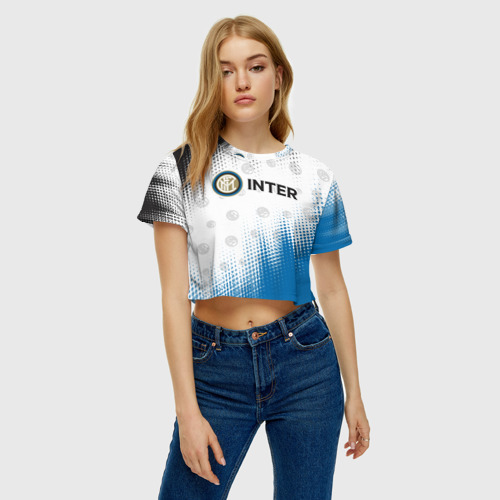 Женская футболка Crop-top 3D INTER / Интер, цвет 3D печать - фото 3