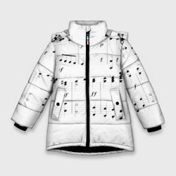 Зимняя куртка для девочек 3D Нотные строки