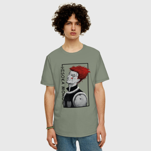 Мужская футболка хлопок Oversize Хисока Мороу. Охотник х Охотник, цвет авокадо - фото 3