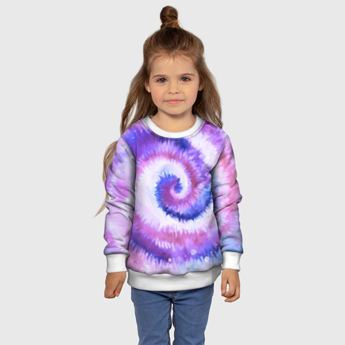 Детский свитшот 3D Tie-dye purple, цвет 3D печать - фото 7