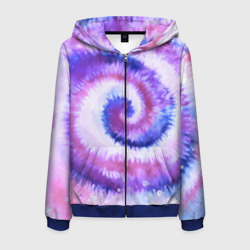 Мужская толстовка 3D на молнии Tie-dye purple