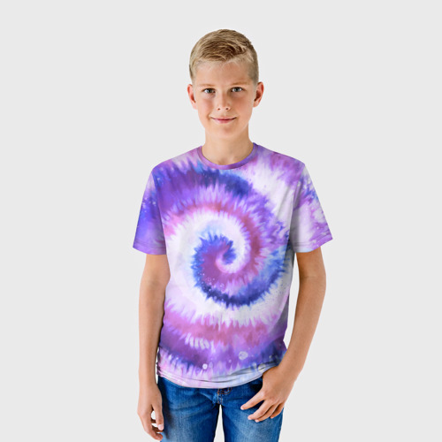 Детская футболка 3D Tie-dye purple, цвет 3D печать - фото 3