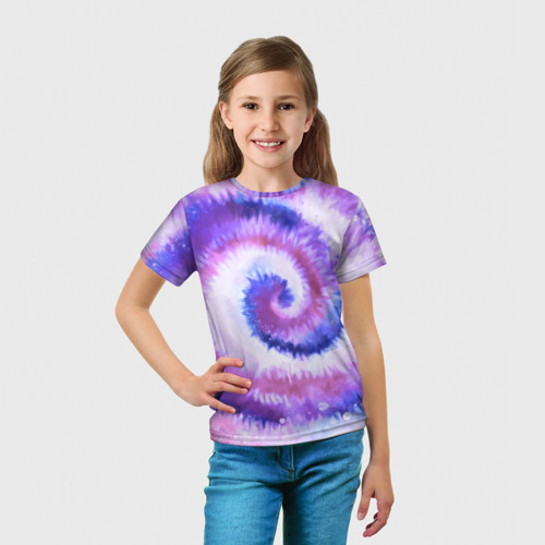 Детская футболка 3D Tie-dye purple, цвет 3D печать - фото 5