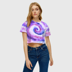 Женская футболка Crop-top 3D Tie-dye purple - фото 2