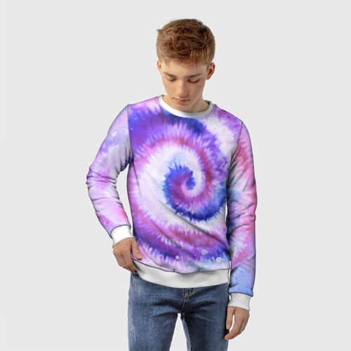 Детский свитшот 3D Tie-dye purple, цвет 3D печать - фото 3