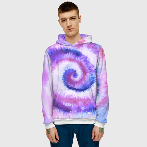 Мужская толстовка 3D с принтом TIE-DYE PURPLE, фото на моделе #1