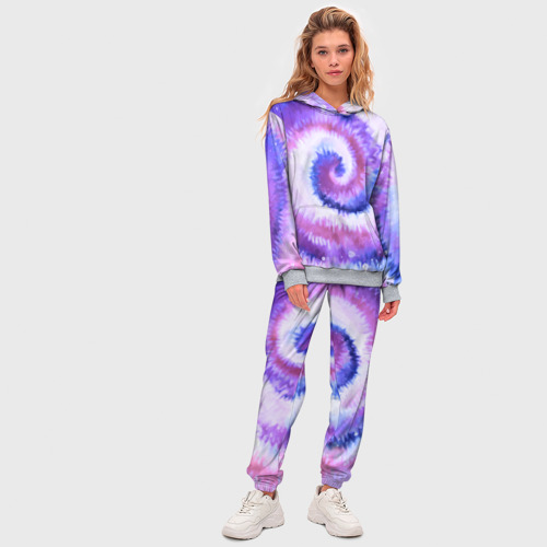 Женский костюм с толстовкой 3D Tie-dye purple, цвет меланж - фото 5