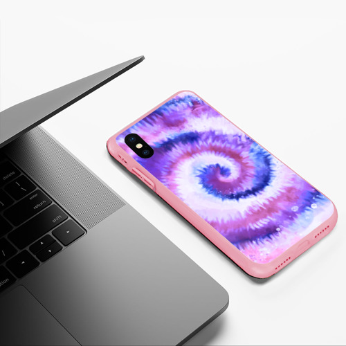 Чехол для iPhone XS Max матовый Tie-dye purple, цвет баблгам - фото 5