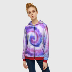 Женская толстовка 3D на молнии Tie-dye purple - фото 2