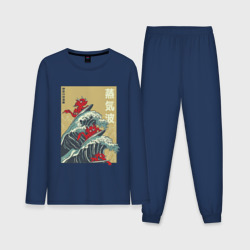 Мужская пижама с лонгсливом хлопок Dragons Surfing - japanes waves