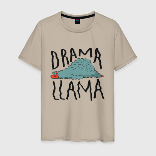 Мужская футболка хлопок DRAMA LLAMA, цвет миндальный