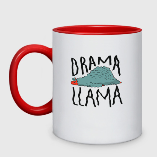 Кружка двухцветная DRAMA LLAMA, цвет белый + красный