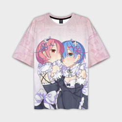 Мужская футболка oversize 3D Re:Zero, Рам и Рем