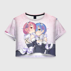 Женская футболка Crop-top 3D Re:Zero, Рам и Рем