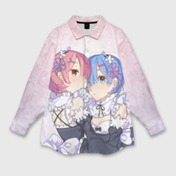 Женская рубашка oversize 3D Re:Zero, Рам и Рем