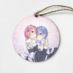 Деревянная игрушка круг Re:Zero, Рам и Рем