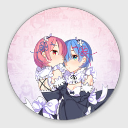 Круглый коврик для мышки Re:Zero, Рам и Рем