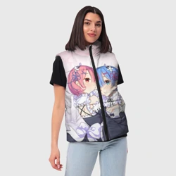 Женский жилет утепленный 3D Re:Zero, Рам и Рем - фото 2