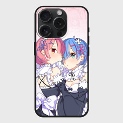 Чехол силиконовый для Apple iPhone 15 Pro матовый Re:Zero, Рам и Рем