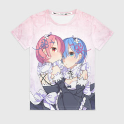 Женская футболка 3D Re:Zero, Рам и Рем