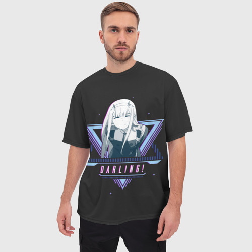 Мужская футболка oversize 3D Darling Zero Two star, цвет 3D печать - фото 3