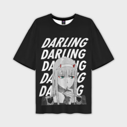 Мужская футболка oversize 3D Daling Zero Two monochrome