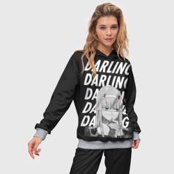Женский костюм с толстовкой 3D Daling Zero Two monochrome - фото 2