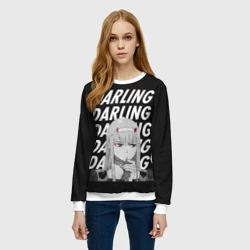 Женский свитшот 3D Daling Zero Two monochrome - фото 2