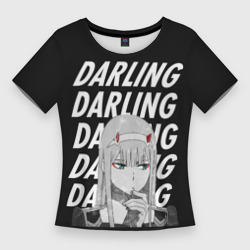 Женская футболка 3D Slim Daling Zero Two monochrome