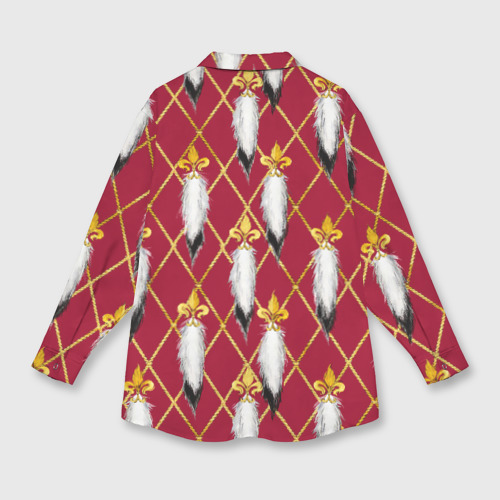 Мужская рубашка oversize 3D с принтом Tassels red gold, вид сзади #1