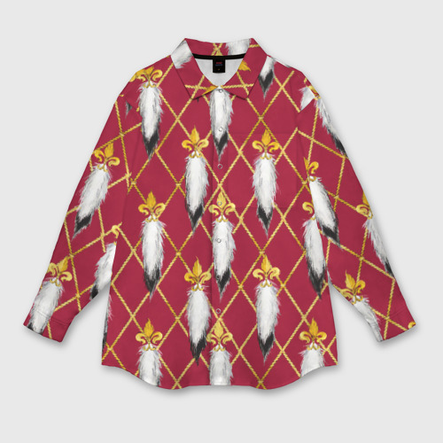 Мужская рубашка oversize 3D с принтом Tassels red gold, вид спереди #2