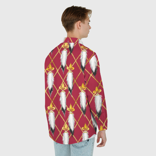 Мужская рубашка oversize 3D с принтом Tassels red gold, вид сзади #2