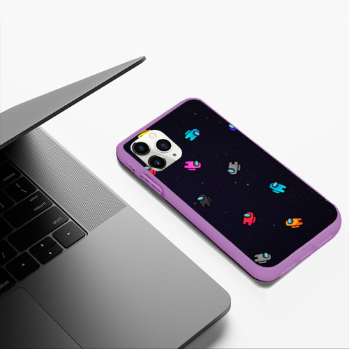 Чехол для iPhone 11 Pro Max матовый Among Us, цвет фиолетовый - фото 5