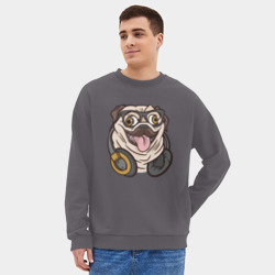 Мужской свитшот oversize без начеса хлопок Мопс Хипстер - фото 2
