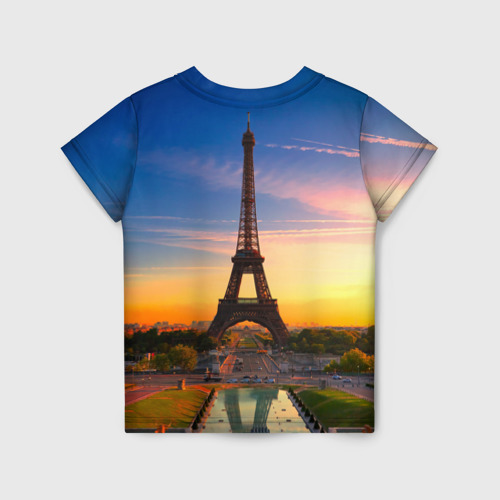 Детская футболка 3D с принтом Эйфелева башня, вид сзади #1