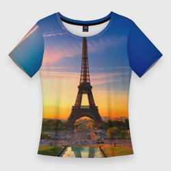 Женская футболка 3D Slim Эйфелева башня