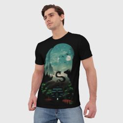 Мужская футболка 3D Дракон Хаку на фоне дворца - фото 2